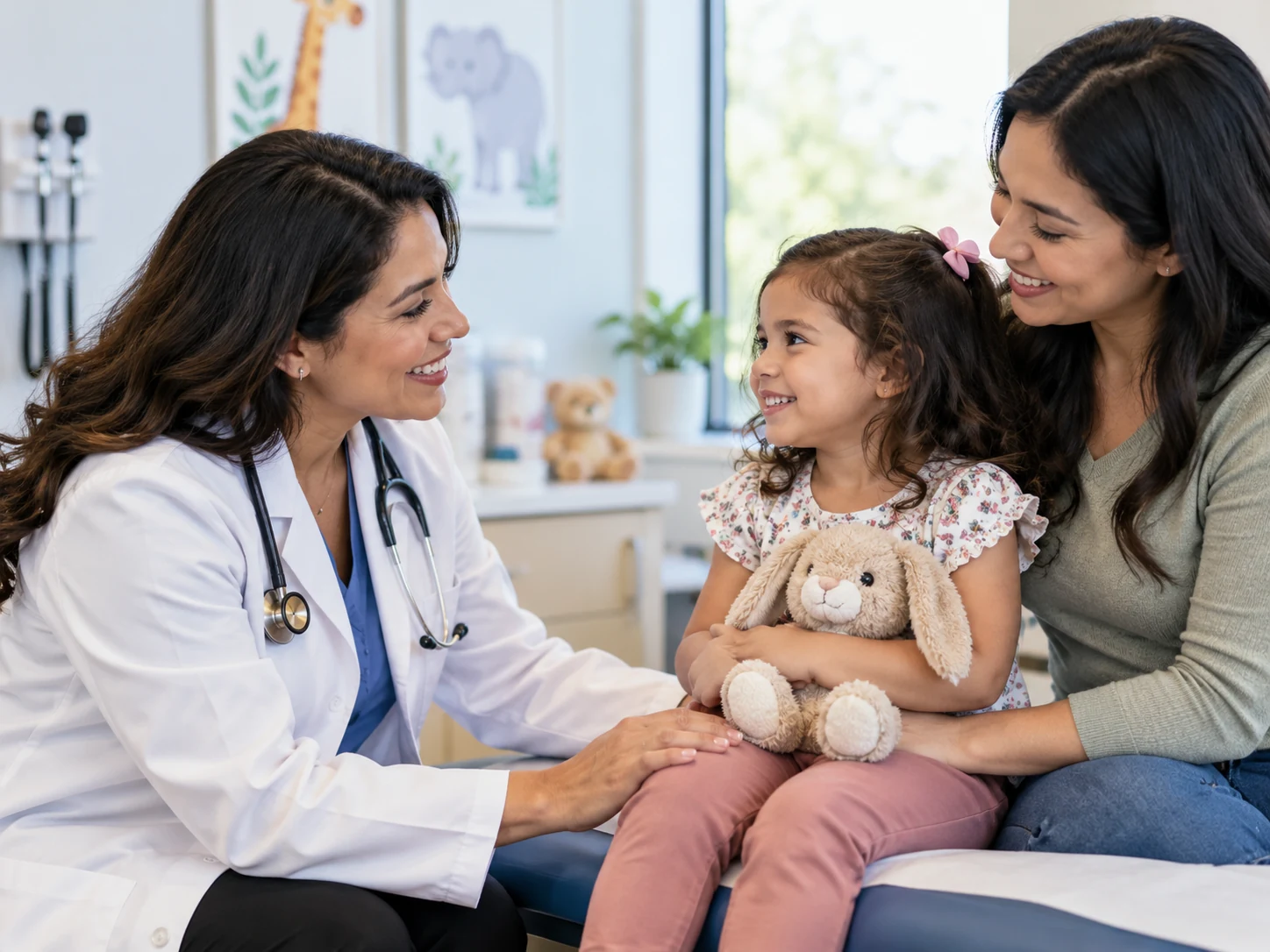 Doctora cuidando niños